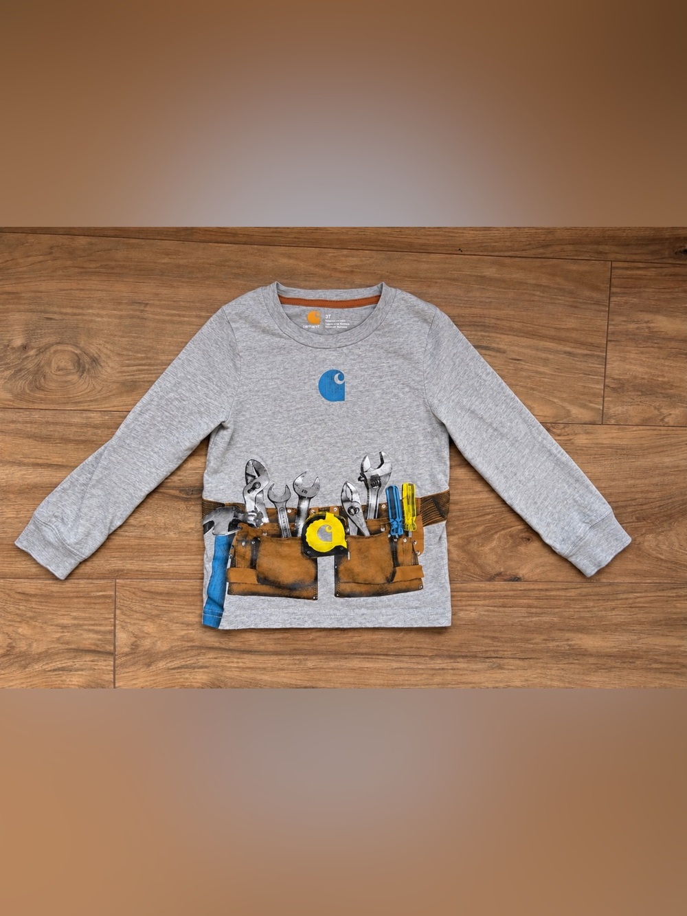 Carhartt Gray Long-Sleeve Tee with Tool Belt Graphic - Kids